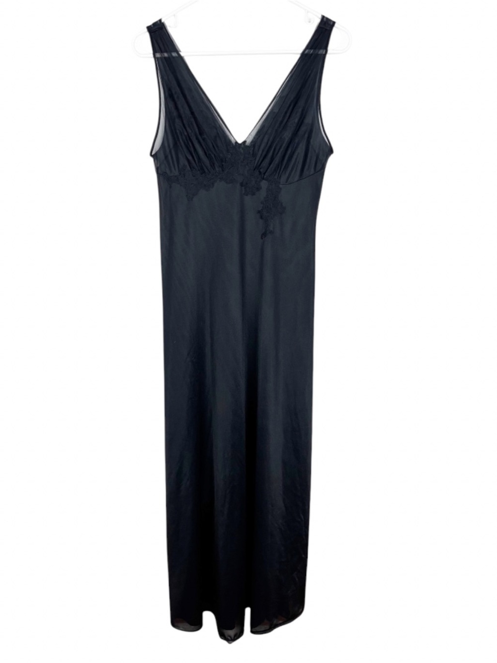 Vintage Van Raalte Nightgown Long Back Nylon Lace Mesh Tulle Dark Romantic 34